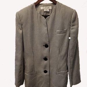 Vintage Gloria Vanderbilt Houndstooth  Polyester Rayon Blend Jacket Size 8